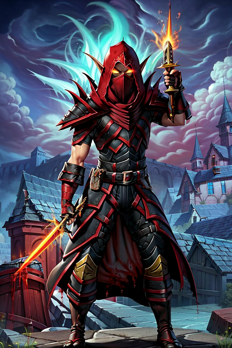 07149-1895943624-bloodfang, red and black armor, hood, demon, shoulder armor, gauntlets, gloves, holding a glowing daggers, masterpiece, best qua.png